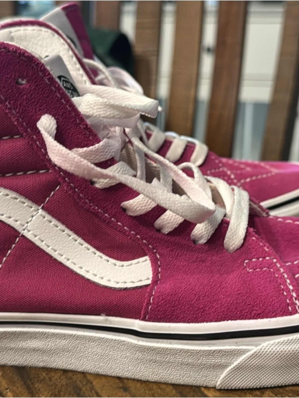 Vans Sk8 High Top Sneakers in Bright Purple with White Stripe